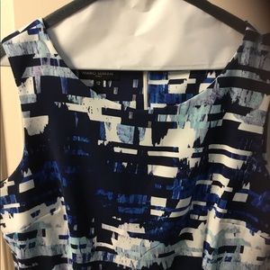 Midi blue, black and white printed dress size 12